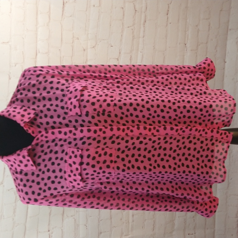 I Love Ronson Sheer Long sleeve Dress Blouse Top